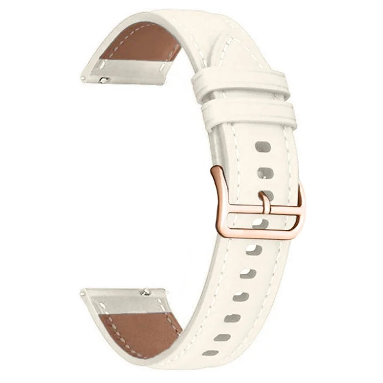 For Garmin vivoactive 5 / Venu 2 Plus / Venu Sq PU Leather Watch Strap Gold Buckle 20mm Watch Band