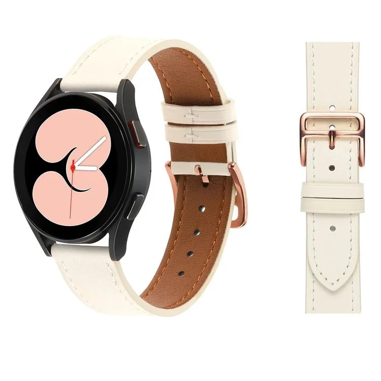 For Garmin vivoactive 5 / Venu 2 Plus / Venu Sq PU Leather Watch Strap Gold Buckle 20mm Watch Band
