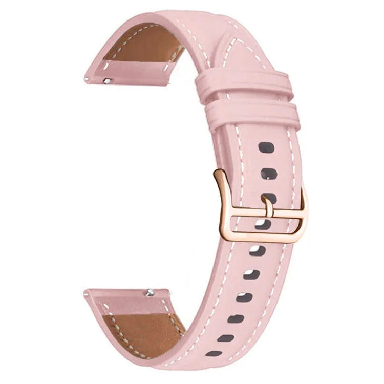 For Garmin vivoactive 5 / Venu 2 Plus / Venu Sq PU Leather Watch Strap Gold Buckle 20mm Watch Band
