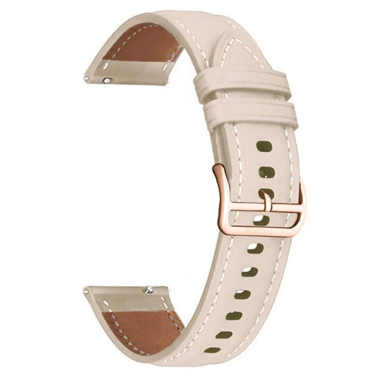 For Garmin vivoactive 5 / Venu 2 Plus / Venu Sq PU Leather Watch Strap Gold Buckle 20mm Watch Band