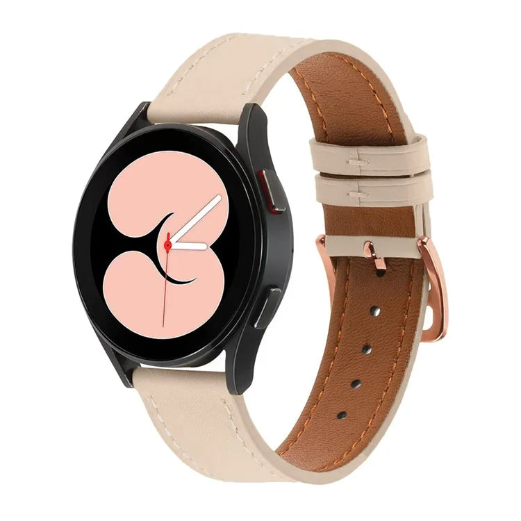 For Garmin vivoactive 5 / Venu 2 Plus / Venu Sq PU Leather Watch Strap Gold Buckle 20mm Watch Band