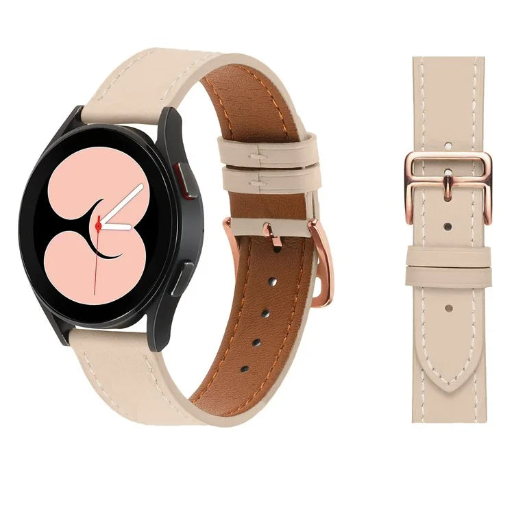 For Garmin vivoactive 5 / Venu 2 Plus / Venu Sq PU Leather Watch Strap Gold Buckle 20mm Watch Band