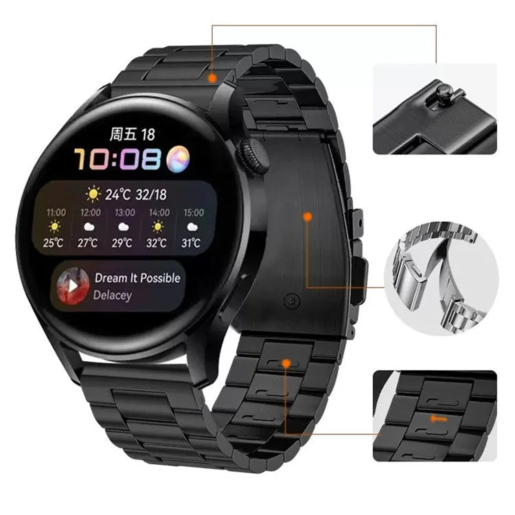 For Huawei Watch GT4 46mm / GT3 46mm / GT2 46mm Watch Strap 3 Beads Titanium Steel 22mm Wrist Band