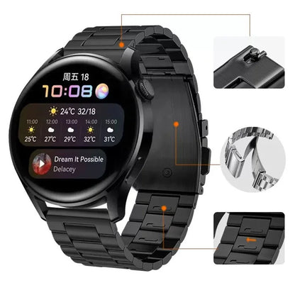 For Huawei Watch GT4 46mm / GT3 46mm / GT2 46mm Watch Strap 3 Beads Titanium Steel 22mm Wrist Band