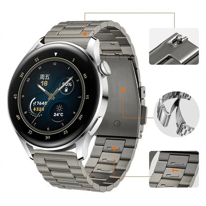 For Huawei Watch GT4 46mm / GT3 46mm / GT2 46mm Watch Strap 3 Beads Titanium Steel 22mm Wrist Band