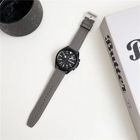 For Huawei Watch GT 4 / GT 3 / GT 2 46mm Watch Band 22mm Genuine Cow Leather Stitching Lines Strap