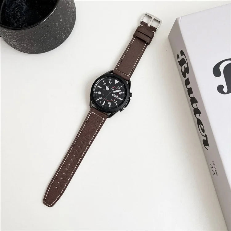 For Huawei Watch GT 4 / GT 3 / GT 2 46mm Watch Band 22mm Genuine Cow Leather Stitching Lines Strap
