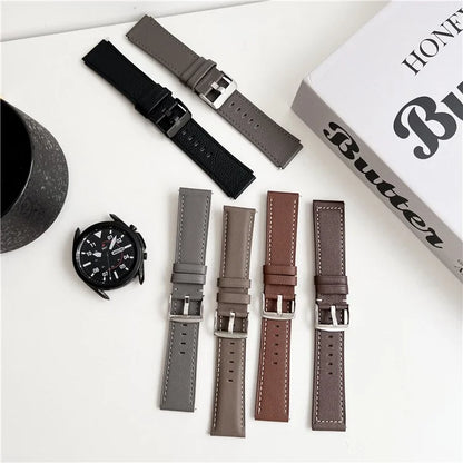 For Huawei Watch GT 4 / GT 3 / GT 2 46mm Watch Band 22mm Genuine Cow Leather Stitching Lines Strap