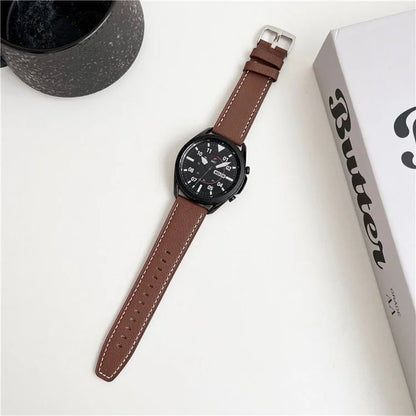 For Huawei Watch GT 4 / GT 3 / GT 2 46mm Watch Band 22mm Genuine Cow Leather Stitching Lines Strap