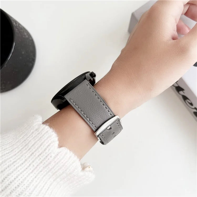 For Huawei Watch GT 4 / GT 3 / GT 2 46mm Watch Band 22mm Genuine Cow Leather Stitching Lines Strap