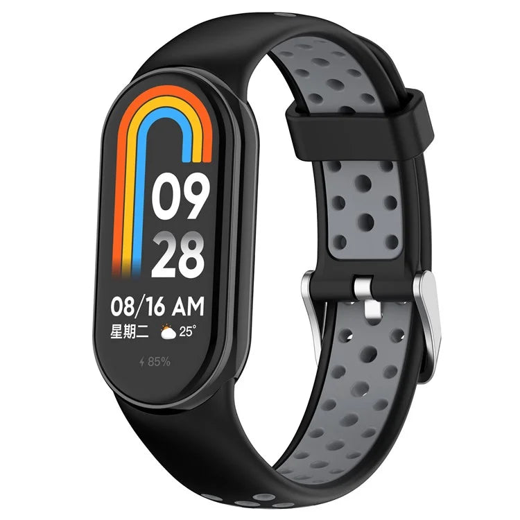 For Xiaomi Smart Band 8 Silicone Watch Band Dual Color Adjustable Wrist Strap