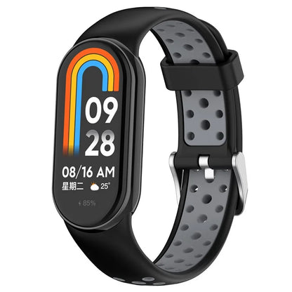 For Xiaomi Smart Band 8 Silicone Watch Band Dual Color Adjustable Wrist Strap