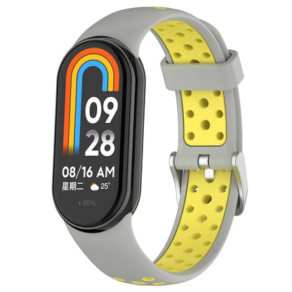 For Xiaomi Smart Band 8 Silicone Watch Band Dual Color Adjustable Wrist Strap