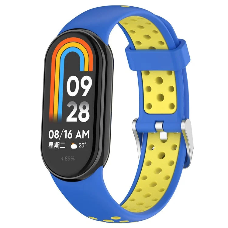 For Xiaomi Smart Band 8 Silicone Watch Band Dual Color Adjustable Wrist Strap