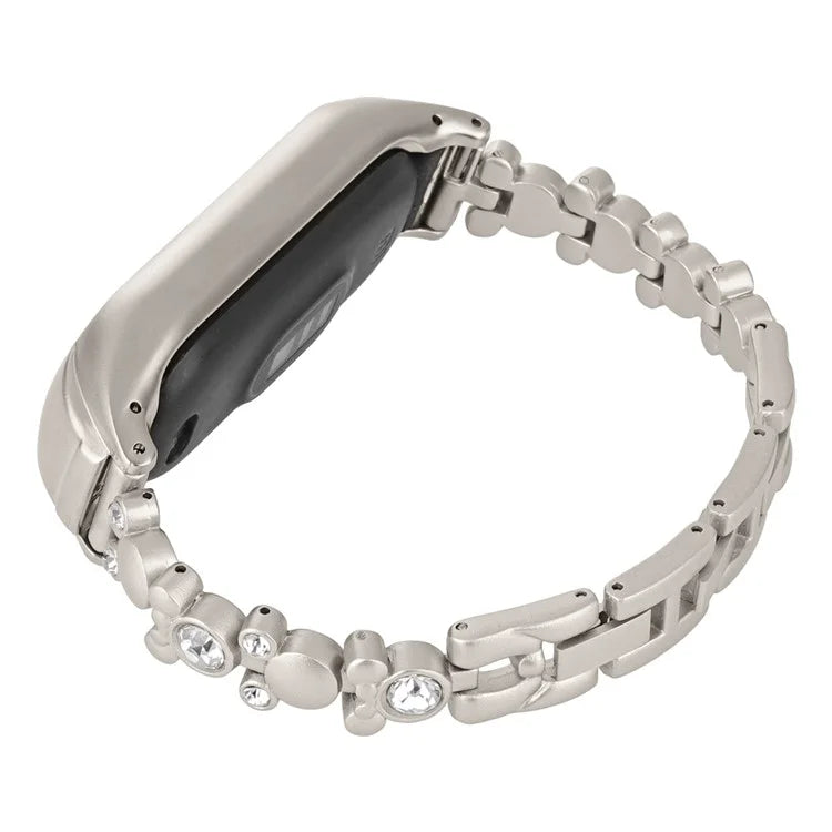 For Xiaomi Smart Band 8 Watch Strap Rhinestone Decor Metal Wrist Band Bracelet