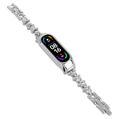 For Xiaomi Smart Band 8 Watch Strap Rhinestone Decor Metal Wrist Band Bracelet