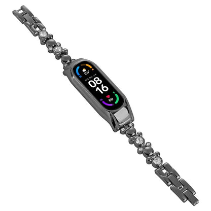 For Xiaomi Mi Band 7 Rhinestone Decor Watch Band Metal Strap Replacement