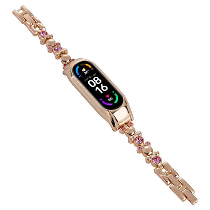 For Xiaomi Mi Band 7 Rhinestone Decor Watch Band Metal Strap Replacement