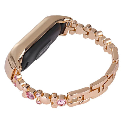 For Xiaomi Mi Band 5 / 6 Watch Band Bear Design Rhinestone Metal Watch Strap