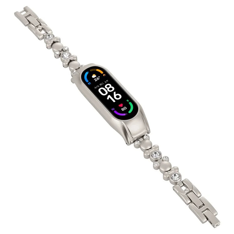 For Xiaomi Mi Band 5 / 6 Watch Band Bear Design Rhinestone Metal Watch Strap