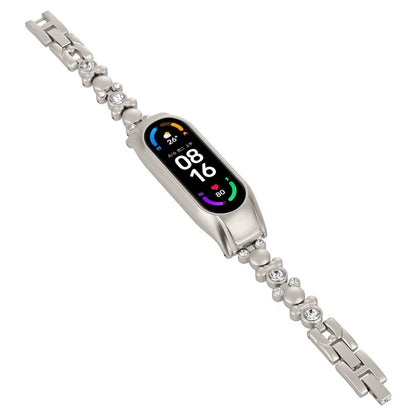 For Xiaomi Mi Band 5 / 6 Watch Band Bear Design Rhinestone Metal Watch Strap
