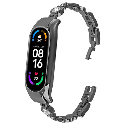 For Xiaomi Mi Band 7 Bling Band Rhinestones Decor Stylish Metal Wristband