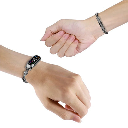 For Xiaomi Mi Band 7 Bling Band Rhinestones Decor Stylish Metal Wristband