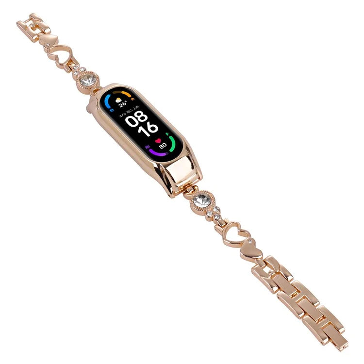 For Xiaomi Mi Band 7 Bling Band Rhinestones Decor Stylish Metal Wristband