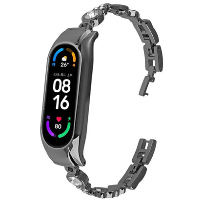 For Xiaomi Smart Band 8 Watch Bracelet Rhinestones Decor Metal Strap Replacement