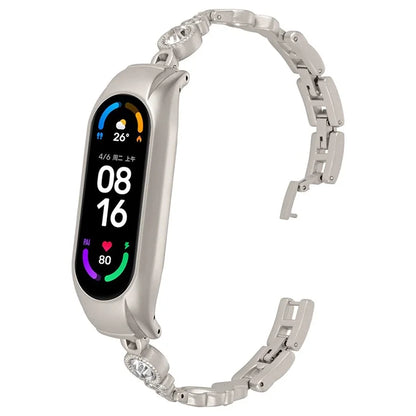 For Xiaomi Smart Band 8 Watch Bracelet Rhinestones Decor Metal Strap Replacement