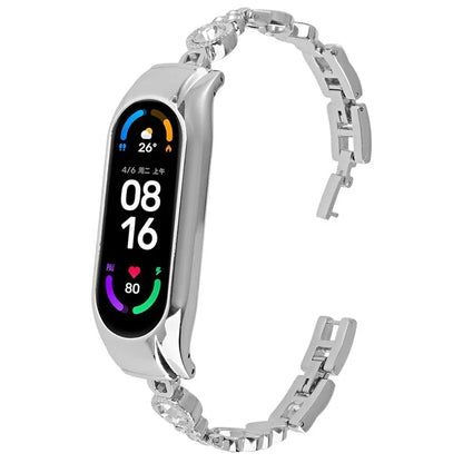 For Xiaomi Smart Band 8 Watch Bracelet Rhinestones Decor Metal Strap Replacement