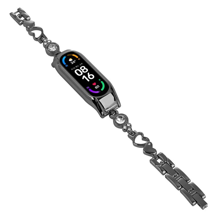 For Xiaomi Mi Band 5 / 6 Metal Bracelet Rhinestones Decor Wristband Strap