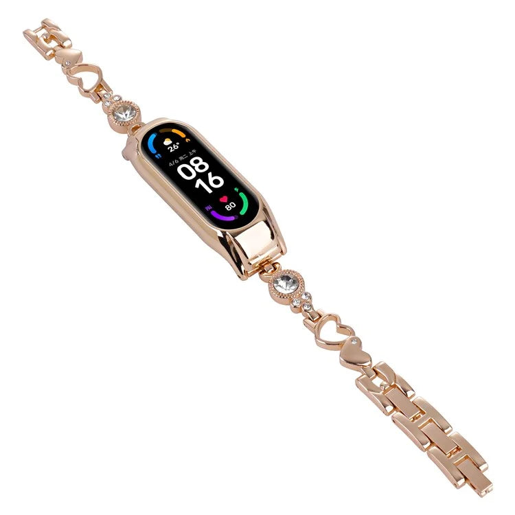 For Xiaomi Mi Band 5 / 6 Metal Bracelet Rhinestones Decor Wristband Strap