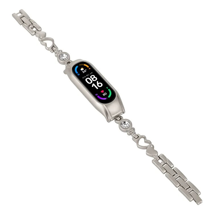For Xiaomi Mi Band 5 / 6 Metal Bracelet Rhinestones Decor Wristband Strap