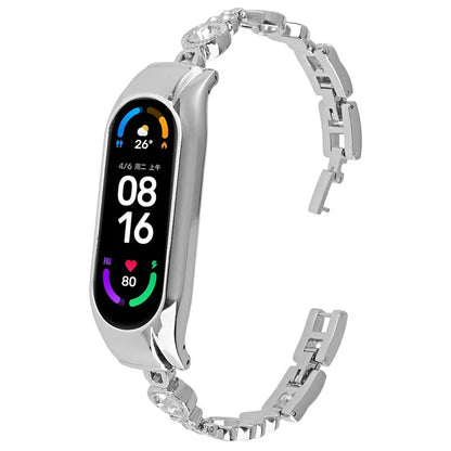For Xiaomi Mi Band 5 / 6 Metal Bracelet Rhinestones Decor Wristband Strap
