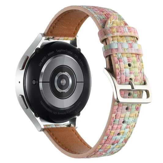 For GarminActive 5 / Samsung Galaxy Watch6 Classic 47mm 43mm Watch Band 20mm Braided PU Leather Wrist Strap
