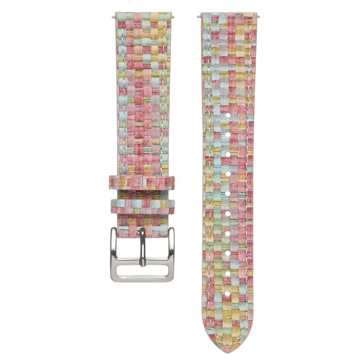 For GarminActive 5 / Samsung Galaxy Watch6 Classic 47mm 43mm Watch Band 20mm Braided PU Leather Wrist Strap