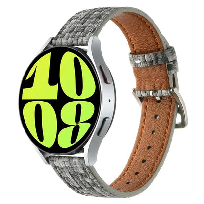 For GarminActive 5 / Samsung Galaxy Watch6 Classic 47mm 43mm Watch Band 20mm Braided PU Leather Wrist Strap
