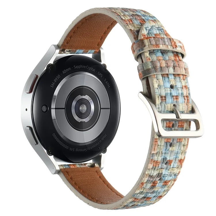 For GarminActive 5 / Samsung Galaxy Watch6 Classic 47mm 43mm Watch Band 20mm Braided PU Leather Wrist Strap