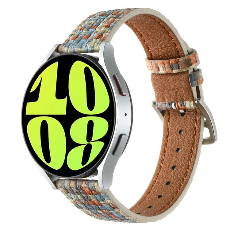 For GarminActive 5 / Samsung Galaxy Watch6 Classic 47mm 43mm Watch Band 20mm Braided PU Leather Wrist Strap