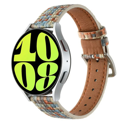 For GarminActive 5 / Samsung Galaxy Watch6 Classic 47mm 43mm Watch Band 20mm Braided PU Leather Wrist Strap