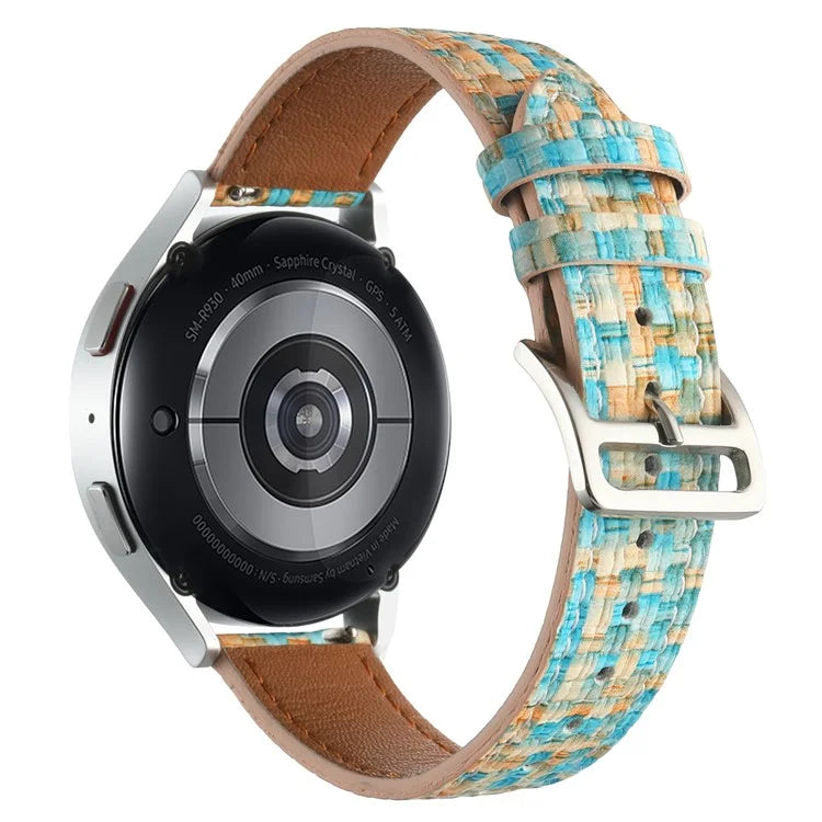 For GarminActive 5 / Samsung Galaxy Watch6 Classic 47mm 43mm Watch Band 20mm Braided PU Leather Wrist Strap