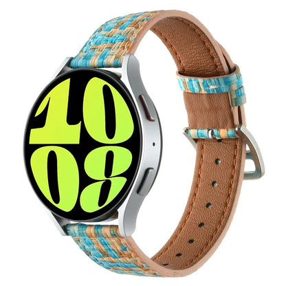 For GarminActive 5 / Samsung Galaxy Watch6 Classic 47mm 43mm Watch Band 20mm Braided PU Leather Wrist Strap