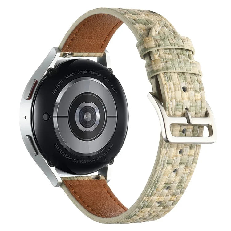 For GarminActive 5 / Samsung Galaxy Watch6 Classic 47mm 43mm Watch Band 20mm Braided PU Leather Wrist Strap