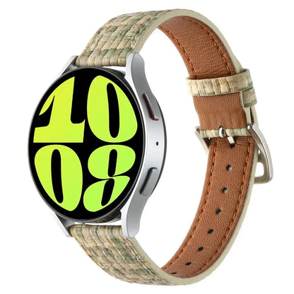 For GarminActive 5 / Samsung Galaxy Watch6 Classic 47mm 43mm Watch Band 20mm Braided PU Leather Wrist Strap