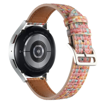 For GarminActive 5 / Samsung Galaxy Watch6 Classic 47mm 43mm Watch Band 20mm Braided PU Leather Wrist Strap