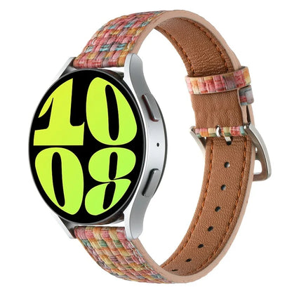 For GarminActive 5 / Samsung Galaxy Watch6 Classic 47mm 43mm Watch Band 20mm Braided PU Leather Wrist Strap