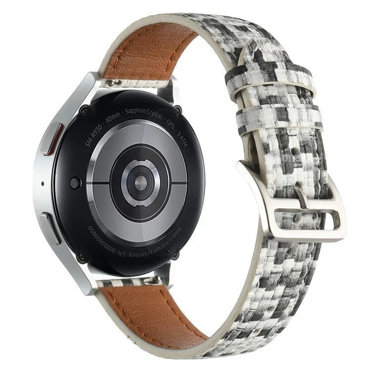 For GarminActive 5 / Samsung Galaxy Watch6 Classic 47mm 43mm Watch Band 20mm Braided PU Leather Wrist Strap