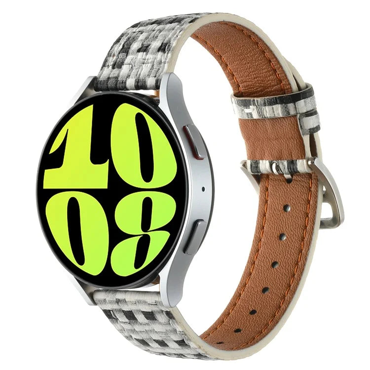 For GarminActive 5 / Samsung Galaxy Watch6 Classic 47mm 43mm Watch Band 20mm Braided PU Leather Wrist Strap