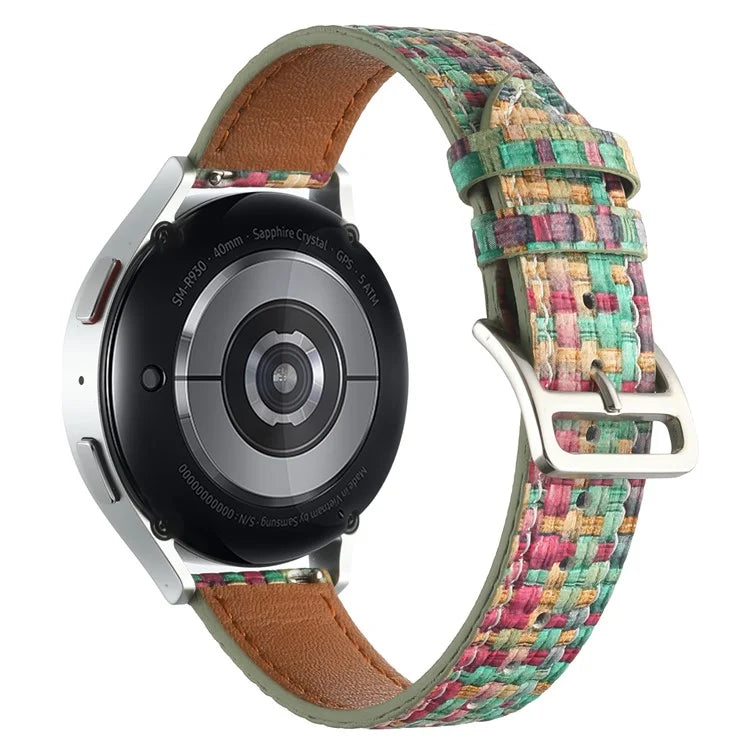 For GarminActive 5 / Samsung Galaxy Watch6 Classic 47mm 43mm Watch Band 20mm Braided PU Leather Wrist Strap